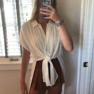 white button down top